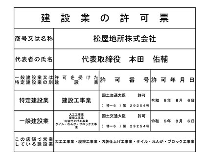 建設業許可証