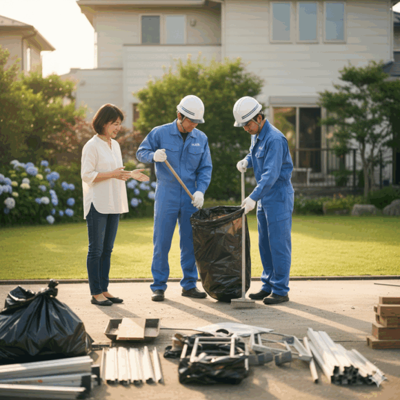物置解体後の清掃と確認